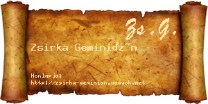 Zsirka Geminián névjegykártya